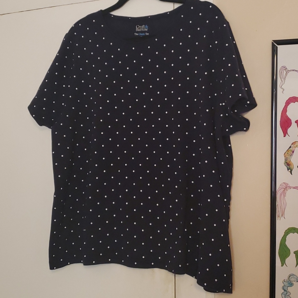 Black shirt with white polka-dots